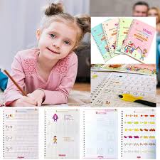 Sank Magic Practice Copybook 4 for Kids - The Print Handwiriting Workbook-Reusable Writing Practice Book (Multi Magic Practice Book) Pack of 2