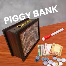 Sundhi Wooden Money Saver Box Wooden Piggy Bank 100000 Money Bank Box Coin Bank  (Brown)